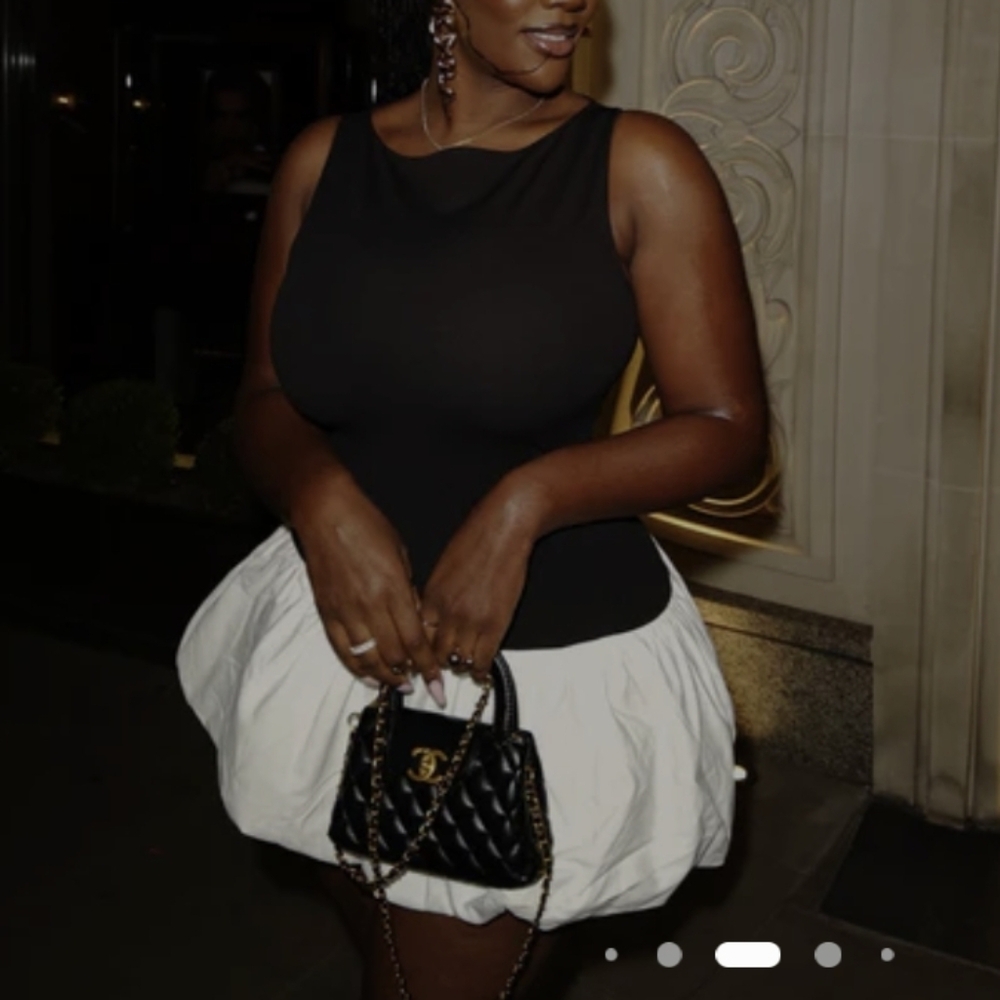 Black and White Bubble Hem Dress